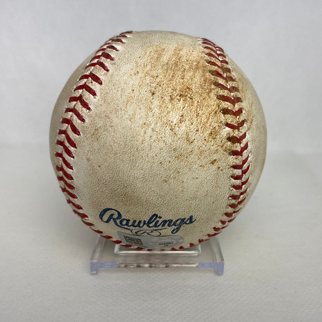 Trevor Story Autographed MLB Game Used From MLB Debut 2HR Game Pitch In Dirt 04/04/16