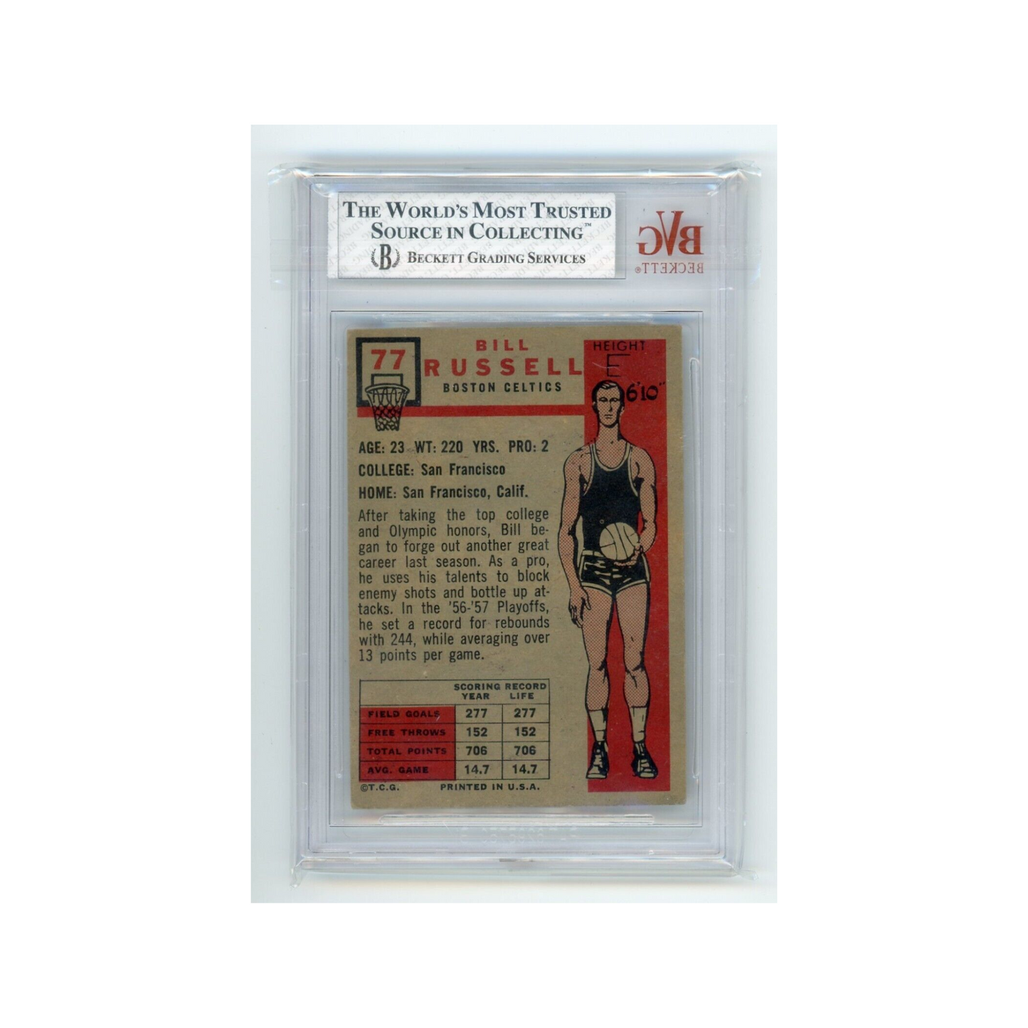 1957-58 Topps - #77 Bill Russell (RC) Beckett BVG 4.5