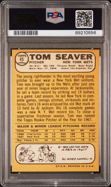 Tom Seaver All-Star Rookie 1968 Topps #45 PSA 8