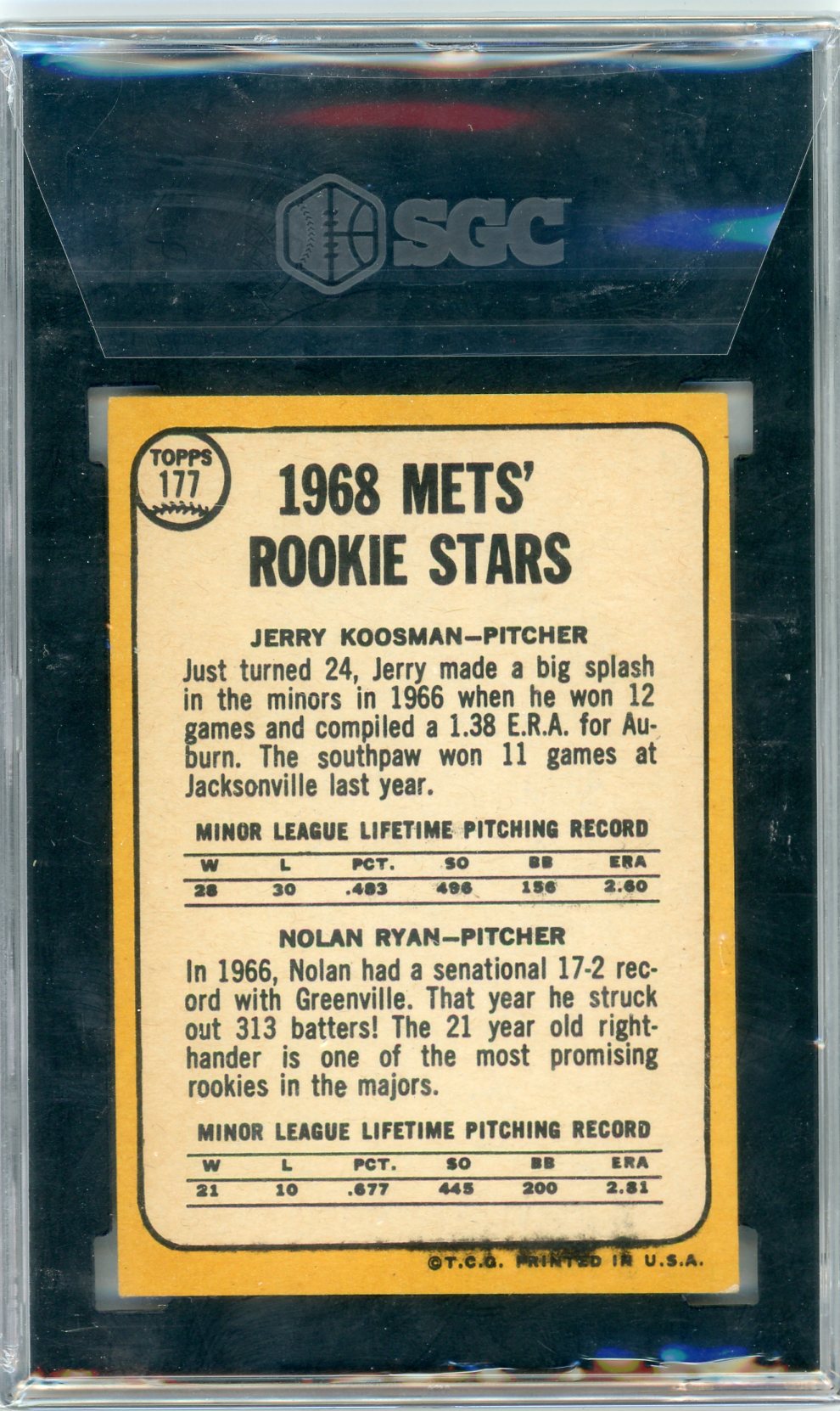 Nolan Ryan Jerry Koosman 1968 Topps #177 SGC 4