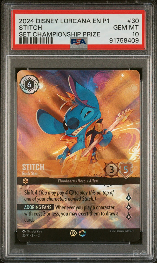 Stitch 2024 Disney Lorcana Set Championship Prize PSA 10