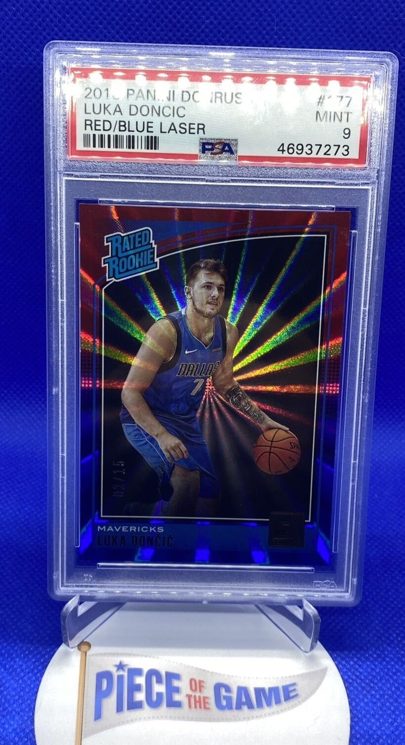 2018 Donruss Holo Red and Blue Laser Luka Doncic ROOKIE RC /15 PSA 9