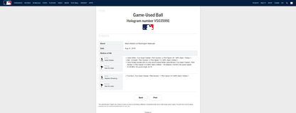 Victor Robles MLB Game Used Double Baseball 8/31/19 Career Double #30 Nationals