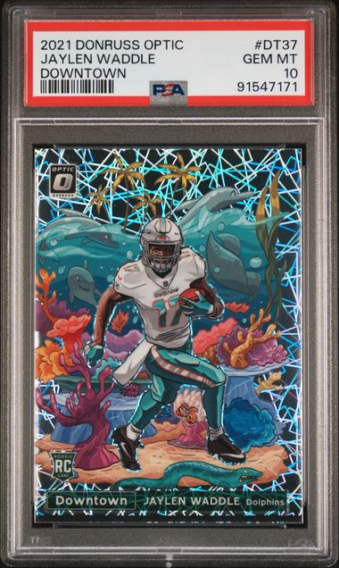 Jaylen Waddle 2021 Panini Donruss Optic Downtown rookie card PSA 10