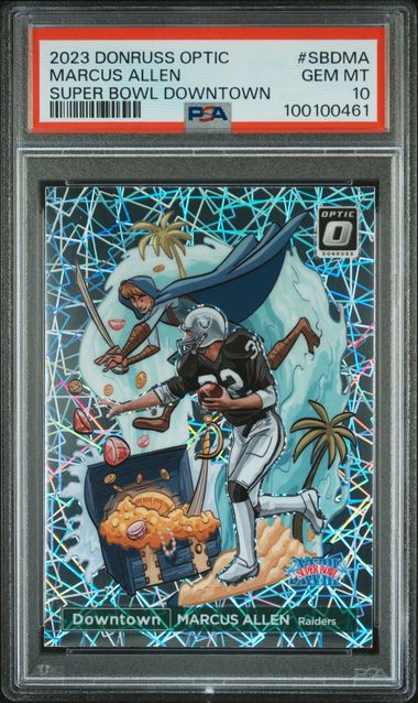 Marcus Allen 2023 Panini Donruss Optic Super Bowl Downtown PSA 10