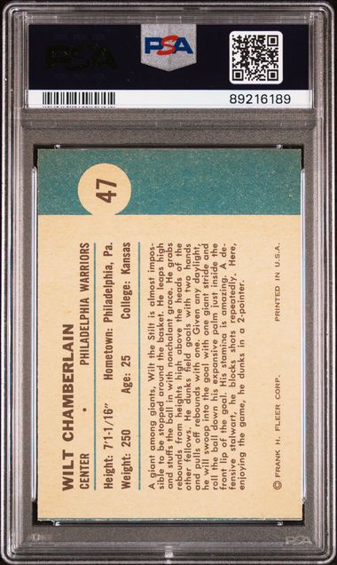Wilt Chamberlain In Action 1961 Fleer #47 PSA 7