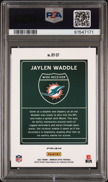 Jaylen Waddle 2021 Panini Donruss Optic Downtown rookie card PSA 10
