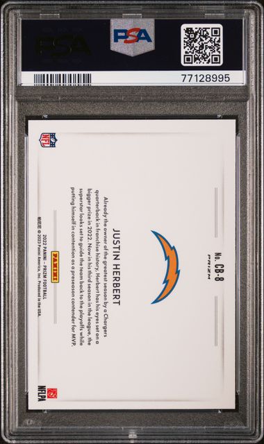 Justin Herbert 2022 Panini Prizm Color Blast PSA 10
