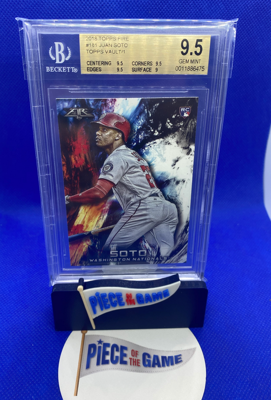 2018 Topps Fire Baseball Juan Soto RC 1/1 Blank Back Nationals BGS Gem Mint 9.5
