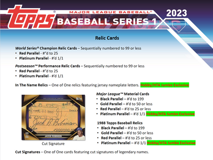2023 Topps Series 1 Baseball Jumbo 6 Box Case