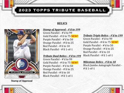 2023 Topps Tribute Baseball Hobby 6 Box Case