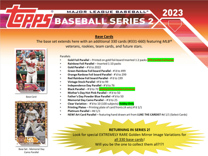 2023 Topps Series 2 Baseball Jumbo 6 Box Case