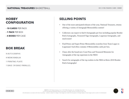 2022-23 Panini National Treasures Basketball Hobby Box