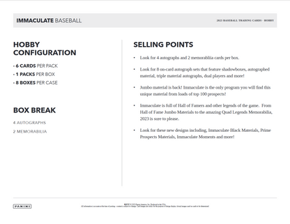 2023 Panini Immaculate Baseball Hobby 8 Box Case