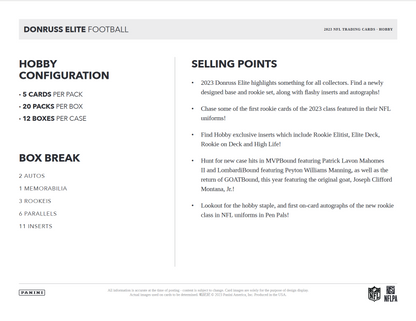 2023 Panini Donruss Elite Football Hobby 12 Box Case