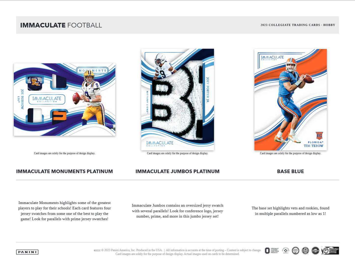 2023 Panini Immaculate Collegiate Football Hobby 5 Box Case