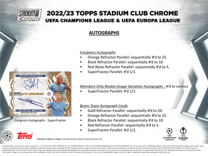 2022-23 Topps UEFA Club Competitions Stadium Club Chrome Soccer Hobby 12 Box Case