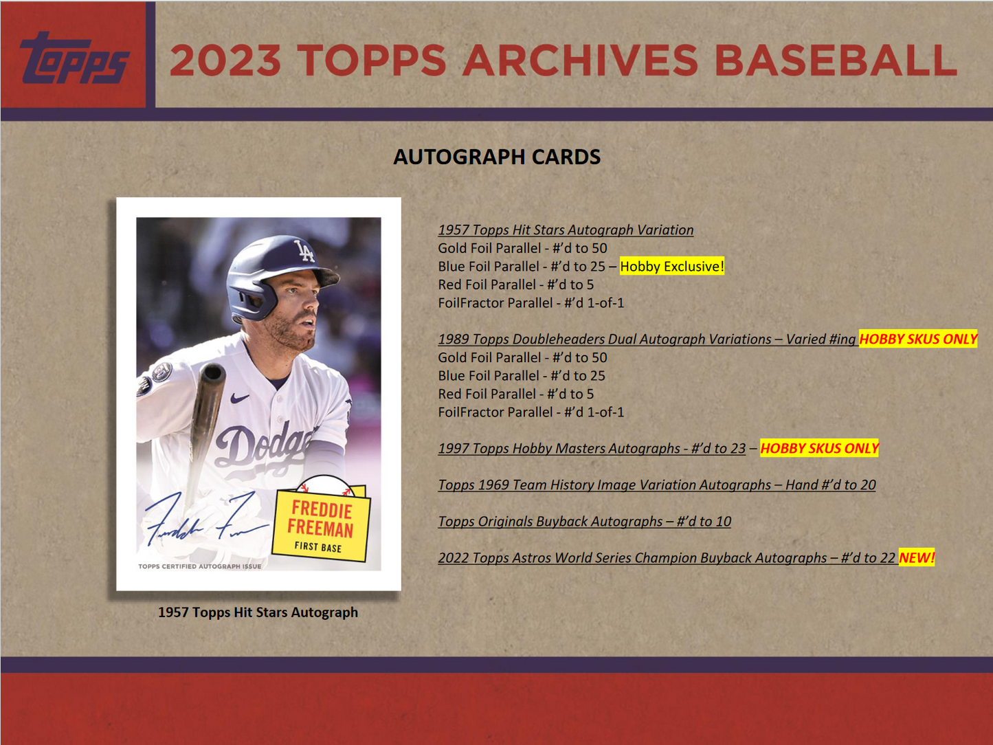 2023 Topps Archives Baseball Hobby 10 Box Case