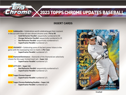 2023 Topps Chrome Update Series Baseball Hobby 6 Box Case
