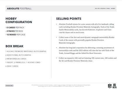 2023 Panini Absolute Football Hobby 12 Box Case