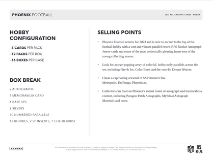 2023 Panini Phoenix Football Hobby 16 Box Case