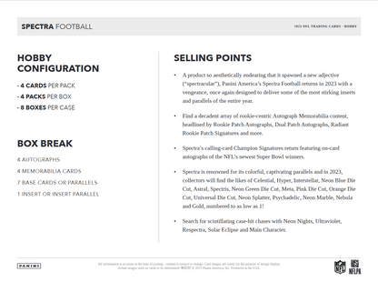 2023 Panini Spectra Football Hobby 8 Box Case