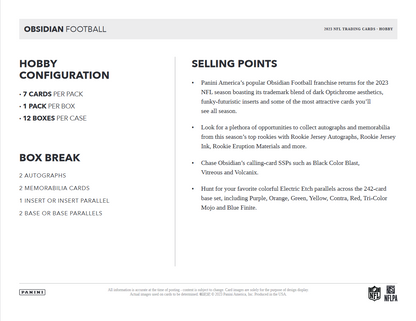 2023 Panini Obsidian Football Hobby Box