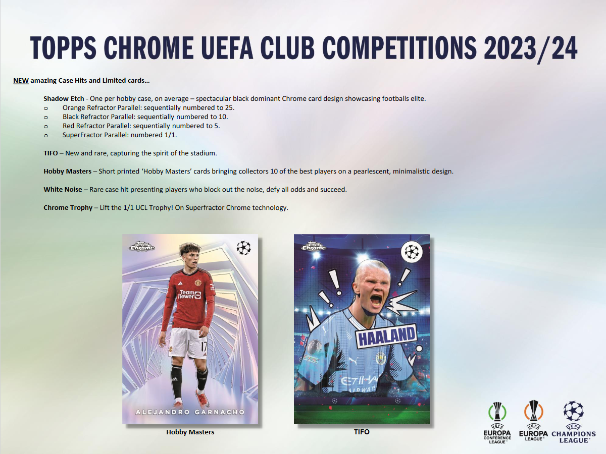 2023-24 Topps UEFA Club Competitions Chrome Soccer Hobby 12 Box Case