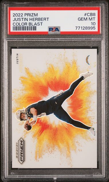 Justin Herbert 2022 Panini Prizm Color Blast PSA 10