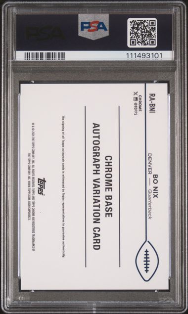 Bo Nix 2024 Topps Chrome Rookie Autograph Yellow Geometric #'d 17/75 PSA 10