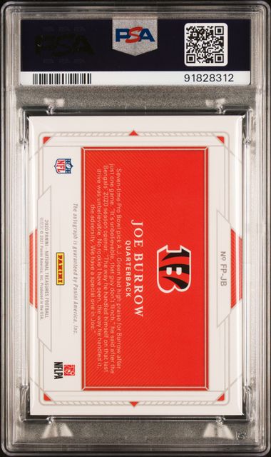 Joe Burrow 2020 Panini National Treasure Rookie Signatures Field Pass #'d 26/99 PSA 8