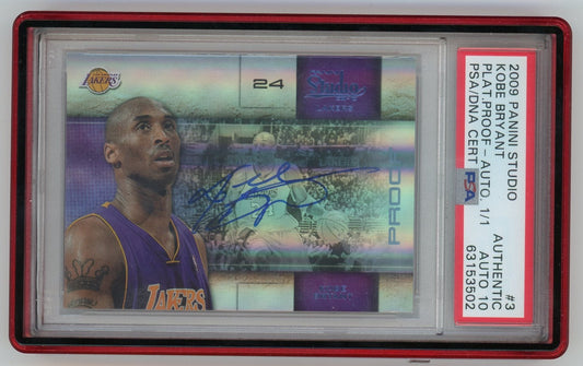 Kobe Bryant 2009-10 Panini Studio Platinum Proof 1/1 Autograph PSA Authentic, PSA 10 Auto