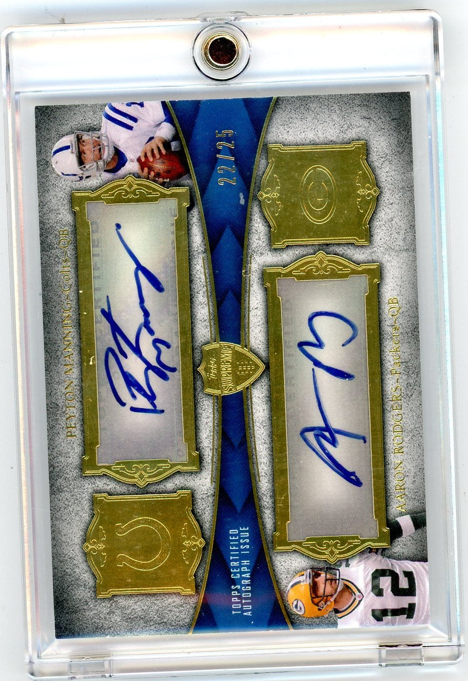 Peyton Manning Aaron Rodgers 2011 Topps Supreme dual autograph #'d 22/25