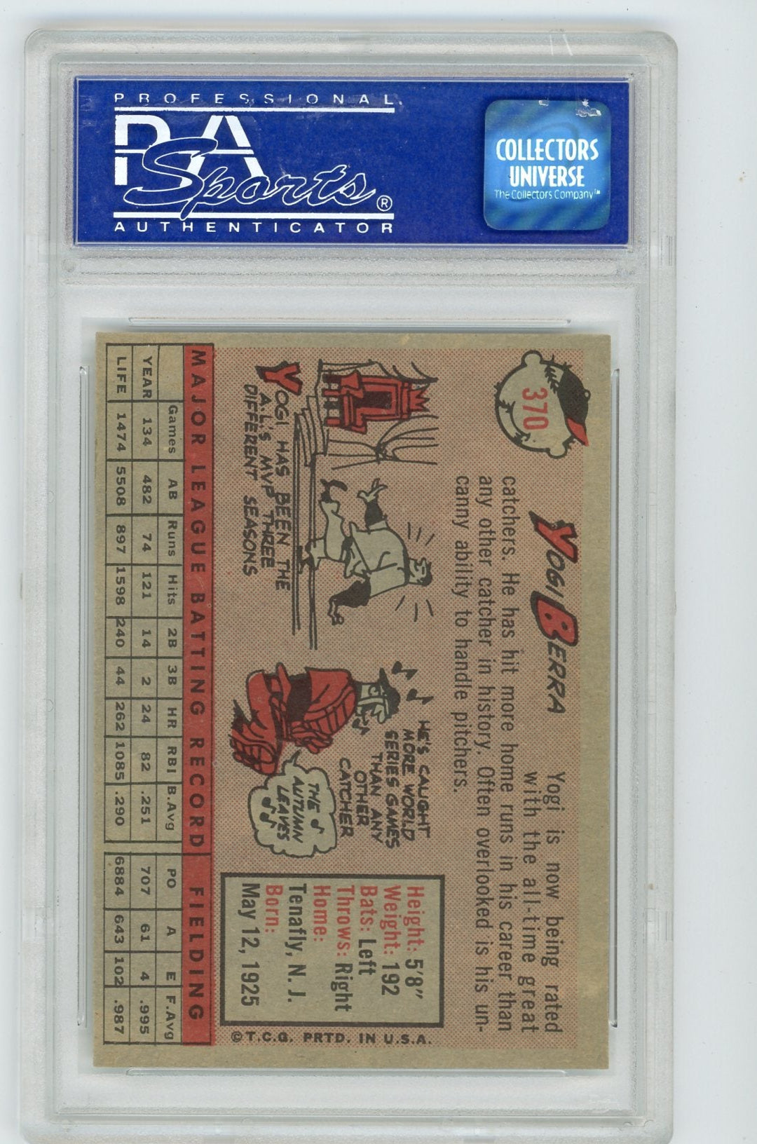 Yogi Berra 1958 Topps #370 PSA 8