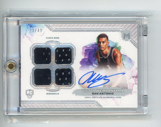 Victor Wembanyama 2023-24 Topps Motif quad relic autograph rookie card #'d 23/49