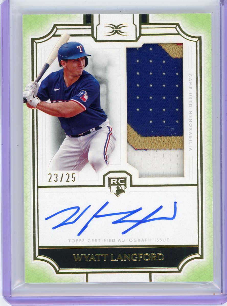 Wyatt Langford 2024 Topps Definitive Collection Autograph Relic rookie card #'d 23/25