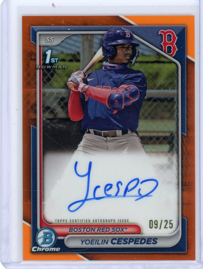 Yoeilin Cespedes 2024 1st Bowman Chrome orange ref. autograph #'d 09/25