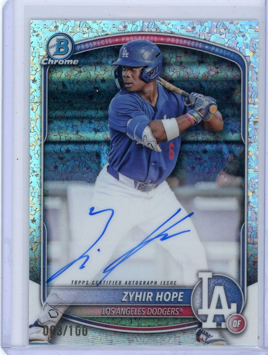Zyhir Hope 2025 Bowman Chrome autograph mini diamond refractor #'d 003/100