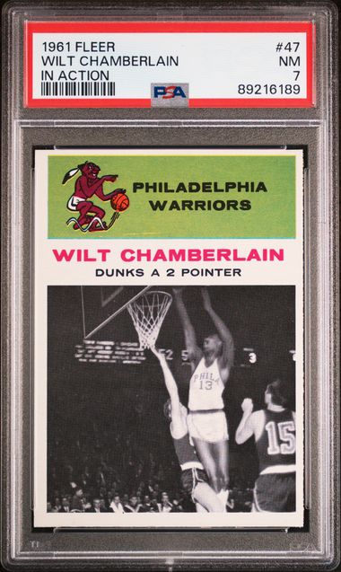 Wilt Chamberlain In Action 1961 Fleer #47 PSA 7