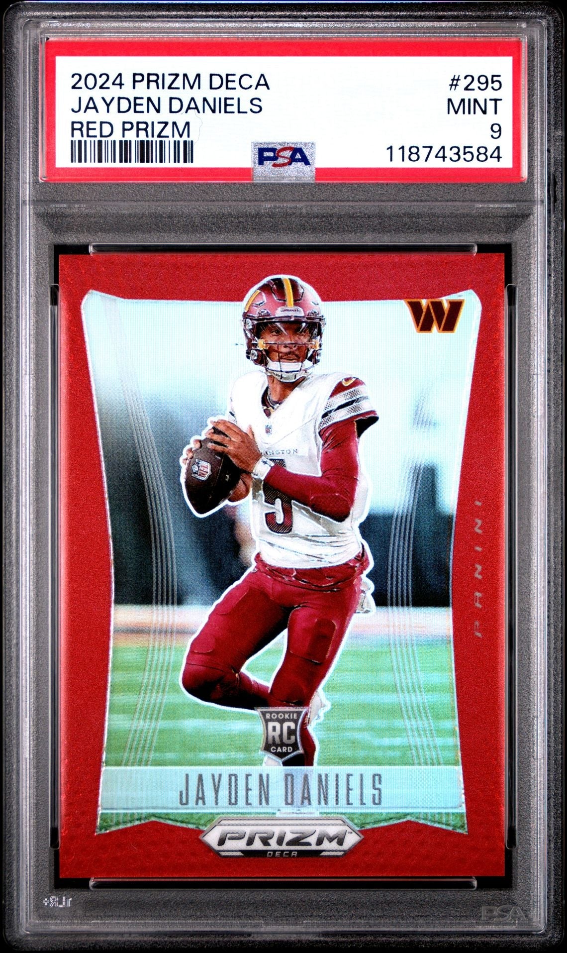 Jayden Daniels 2024 Panini Prizm Deca Red Prizm Rookie #'d 051/199 PSA 9