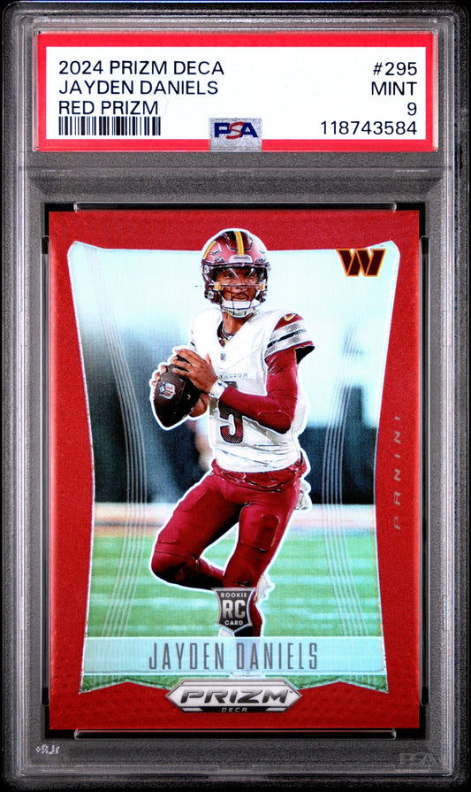 Jayden Daniels 2024 Panini Prizm Deca Red Prizm Rookie #'d 051/199 PSA 9